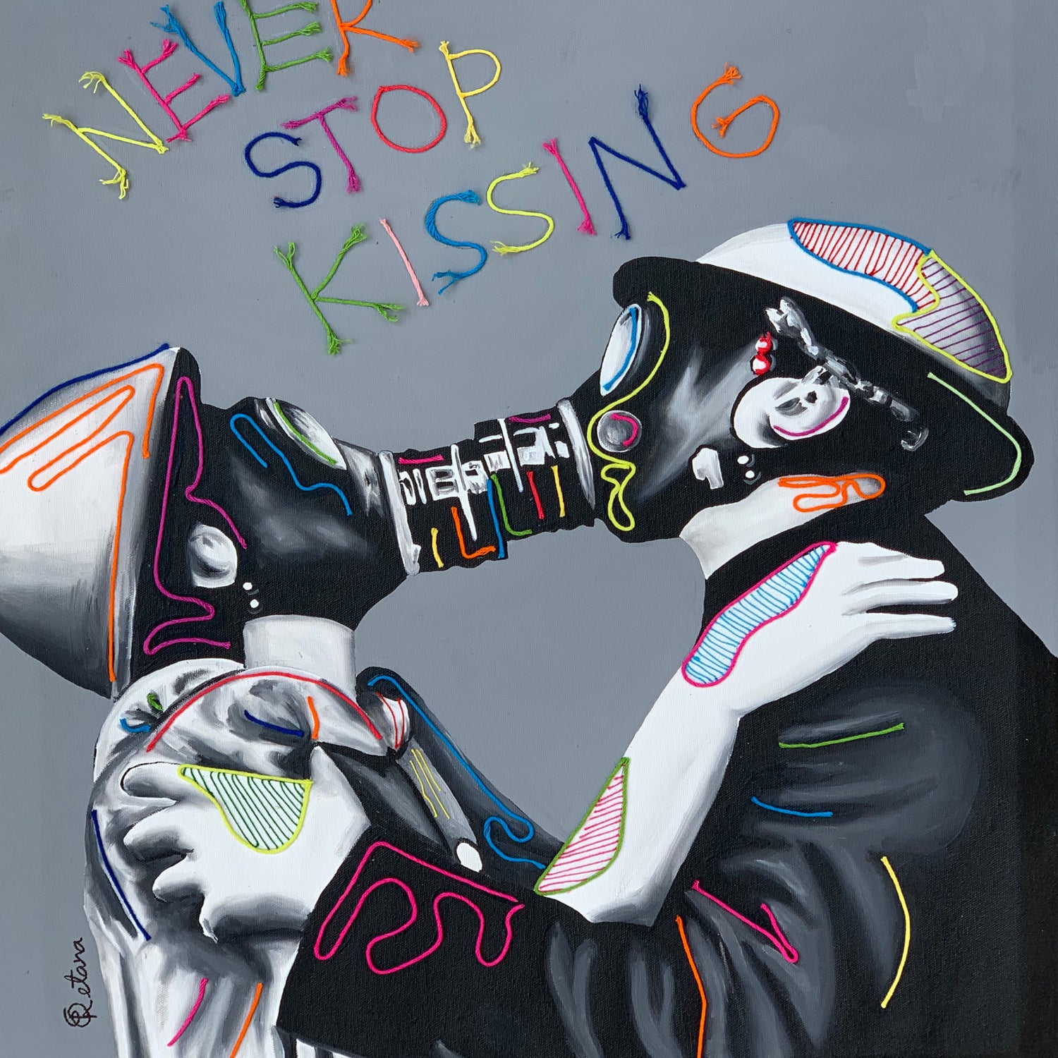 Never stop kissing by eugenia retana on GIANT ART - black mixed media