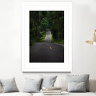 The asphalt road straight into the forest by Studio OMG on GIANT ART - green photo illustration