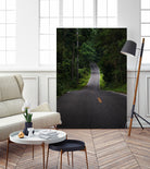 The asphalt road straight into the forest by Studio OMG on GIANT ART - green photo illustration