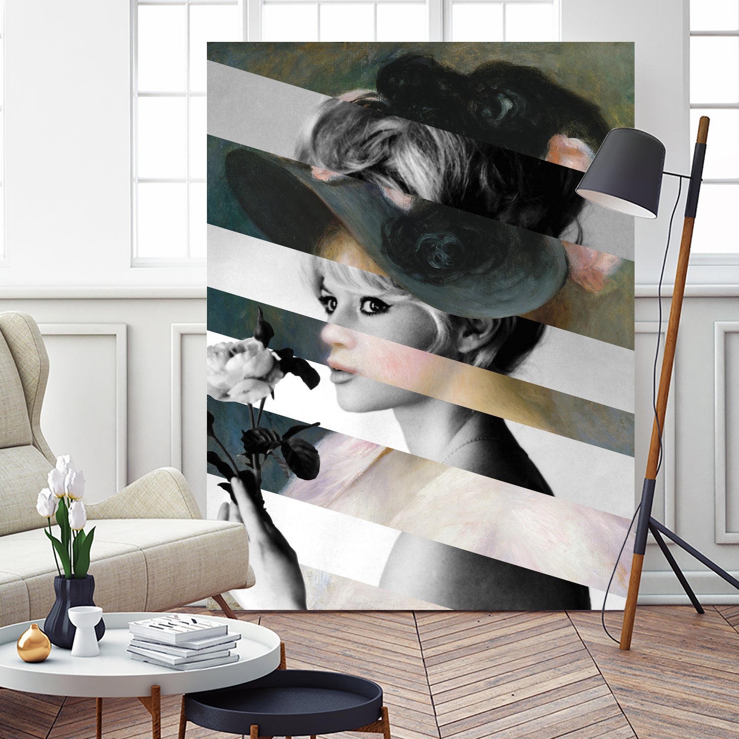 Renoir’s Young Girl in a Black Hat & Brigitte Bardot by Luigi Tarini on GIANT ART - gray photo manipulation