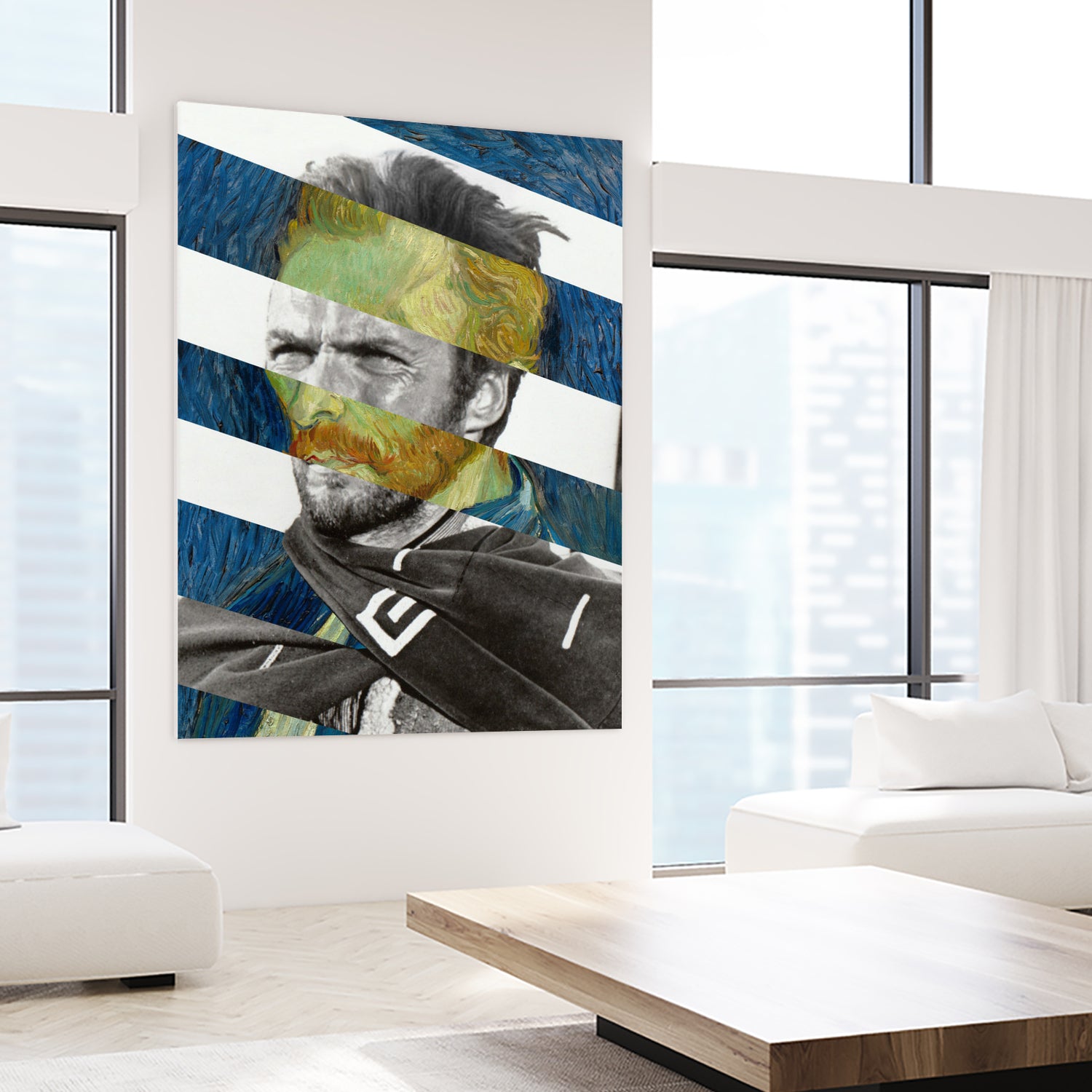 Van Gogh's Self Portrait and Clint Eastwood by Luigi Tarini on GIANT ART - blue photo manipulation