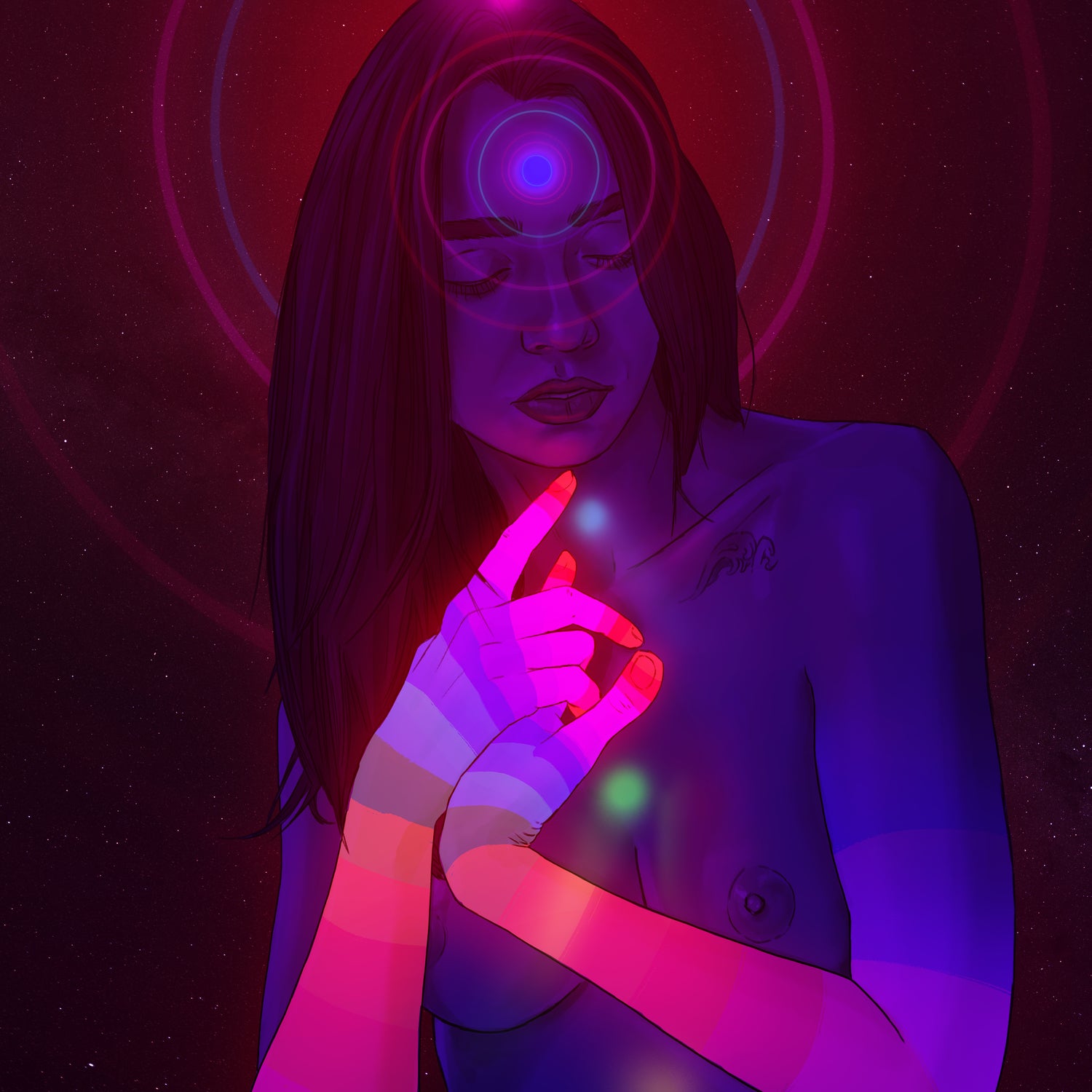 Vibing Psychonaut Girl 3 (GIF) by Francois Martin Painchaud on GIANT ART - pink character design