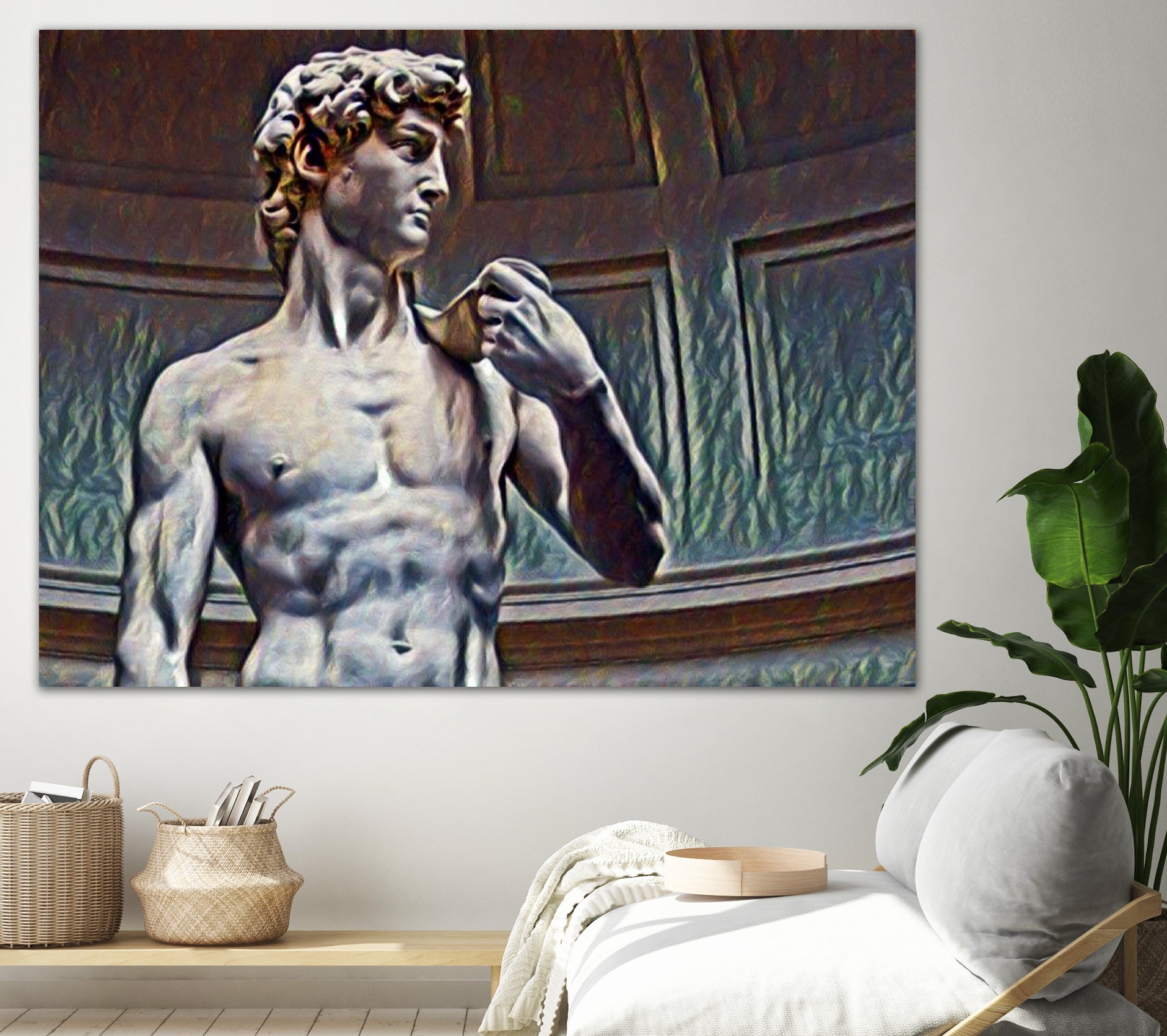 David from Michelangelo Artistic Illustration Relief by Luis Lonn on GIANT ART - black cartooning