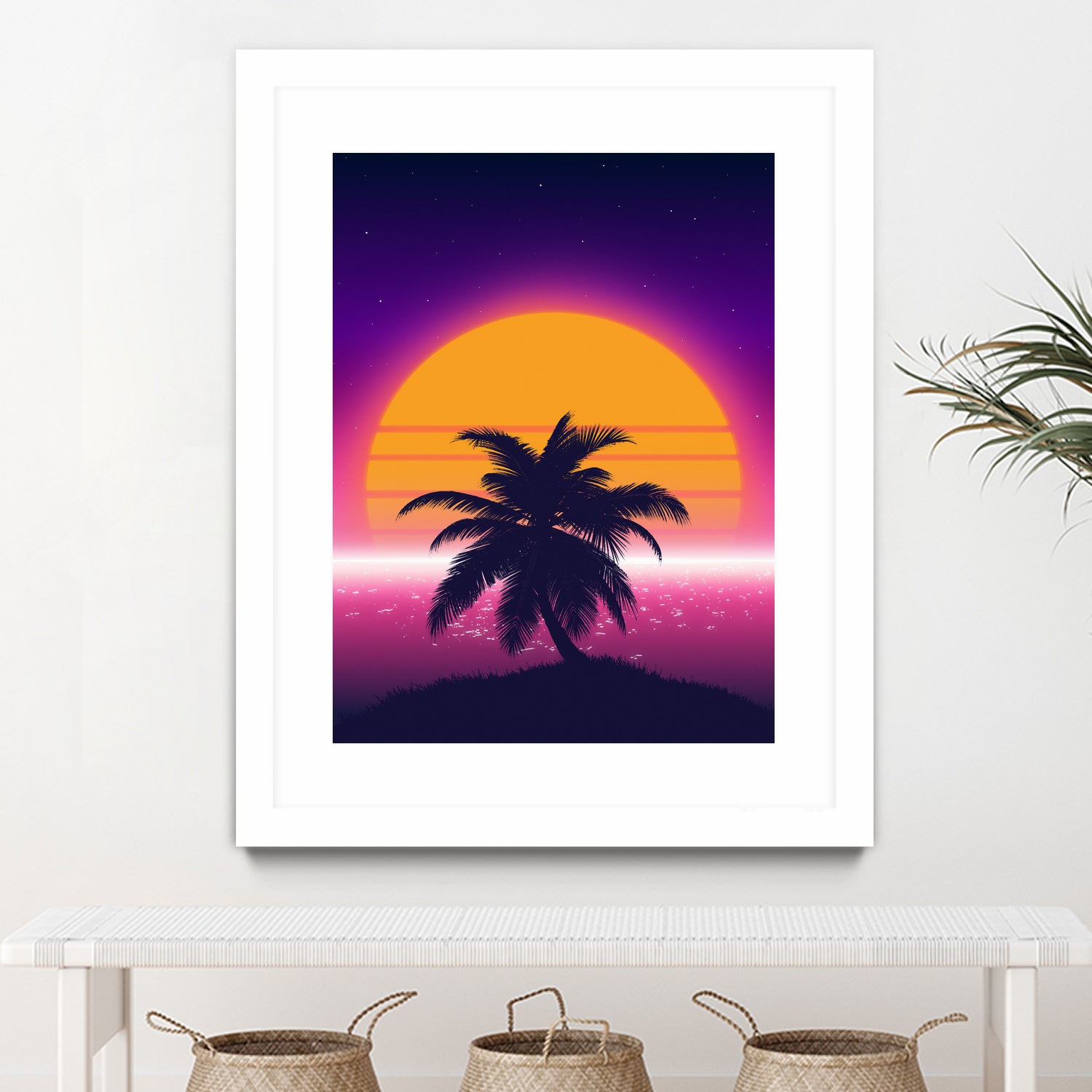 Retrowave Palm Sunset by Muhammad Daffa Umar on GIANT ART - black photo illustration