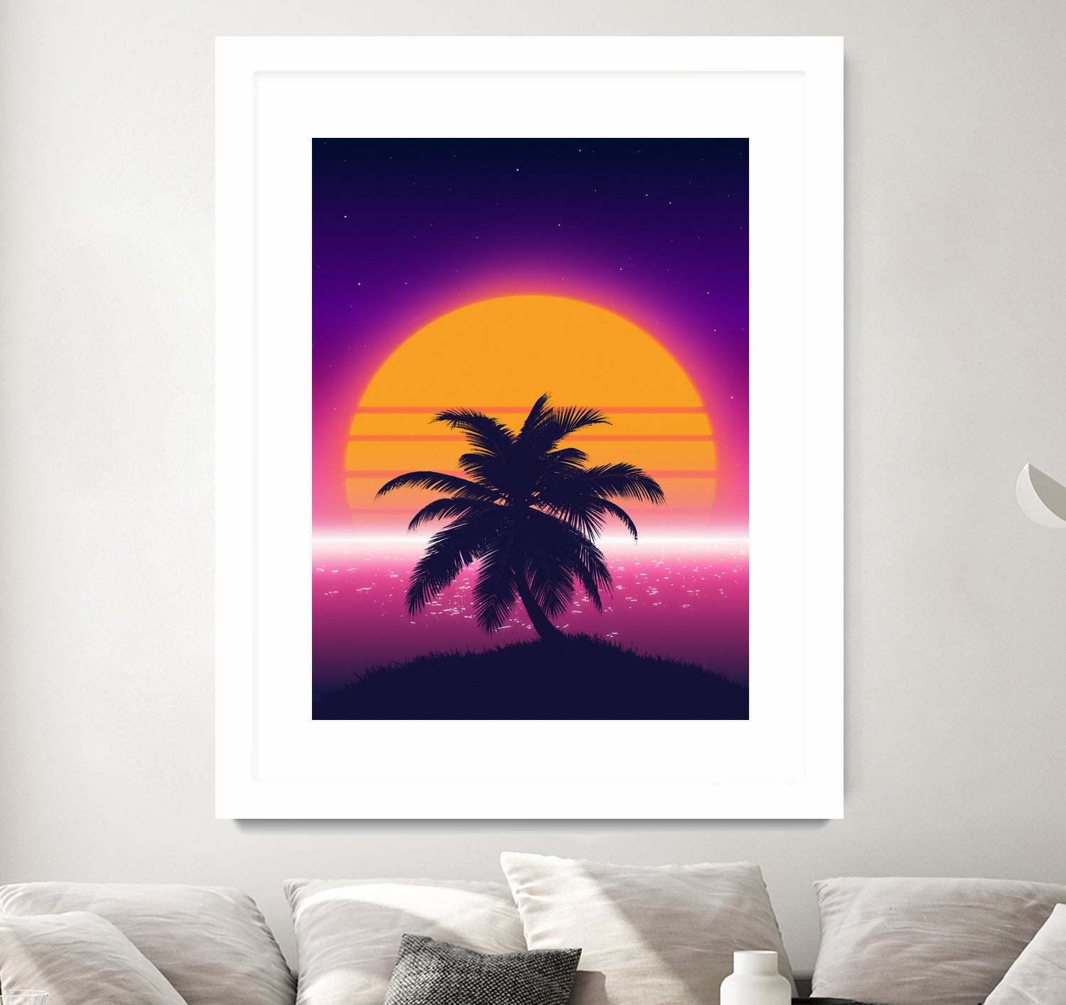 Retrowave Palm Sunset by Muhammad Daffa Umar on GIANT ART - black photo illustration