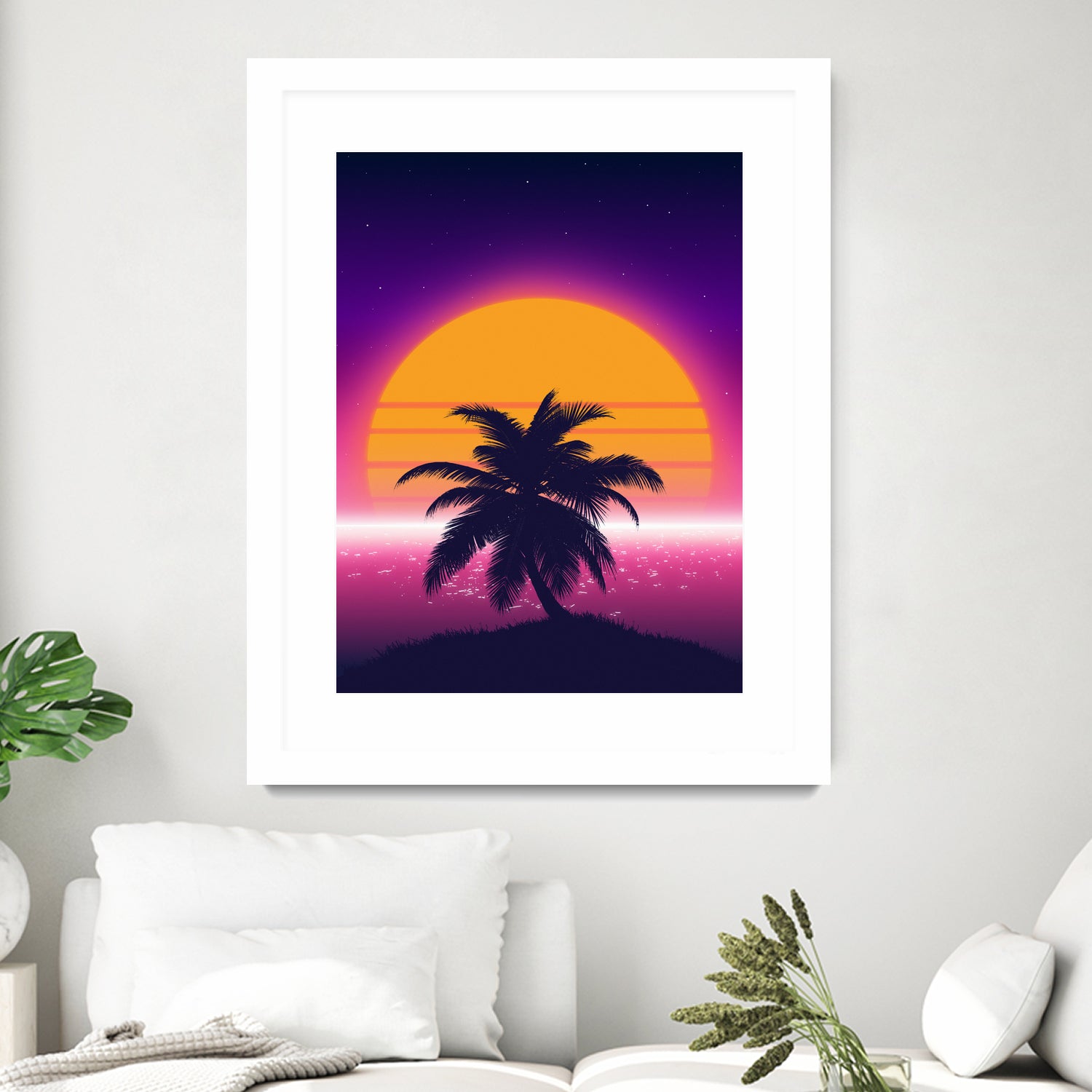 Retrowave Palm Sunset by Muhammad Daffa Umar on GIANT ART - black photo illustration