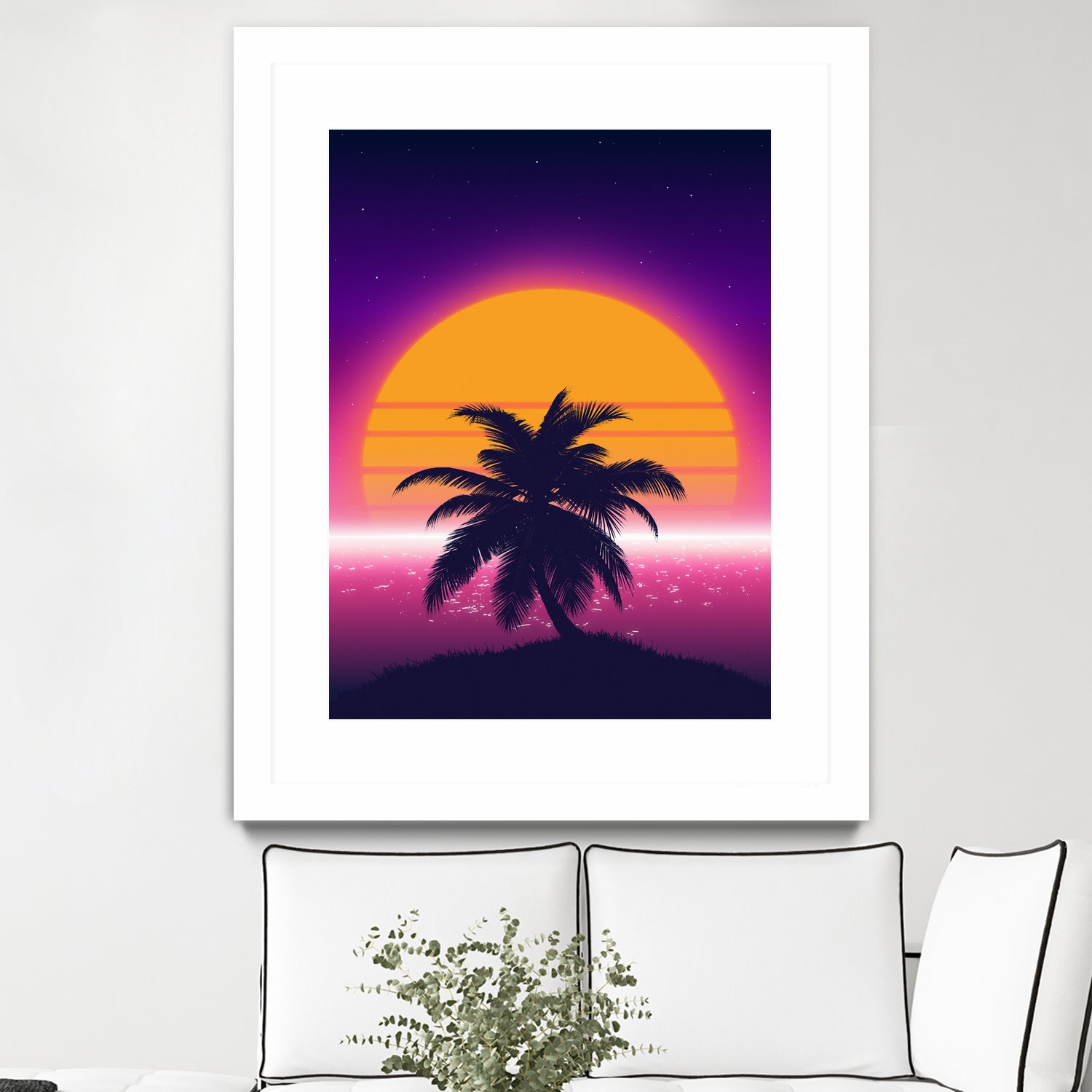 Retrowave Palm Sunset by Muhammad Daffa Umar on GIANT ART - black photo illustration