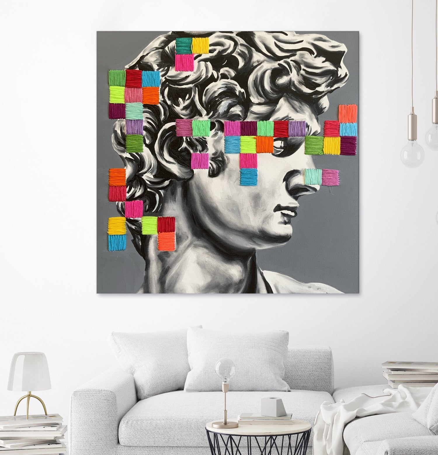 Pixel david by eugenia retana on GIANT ART - gray mixed media