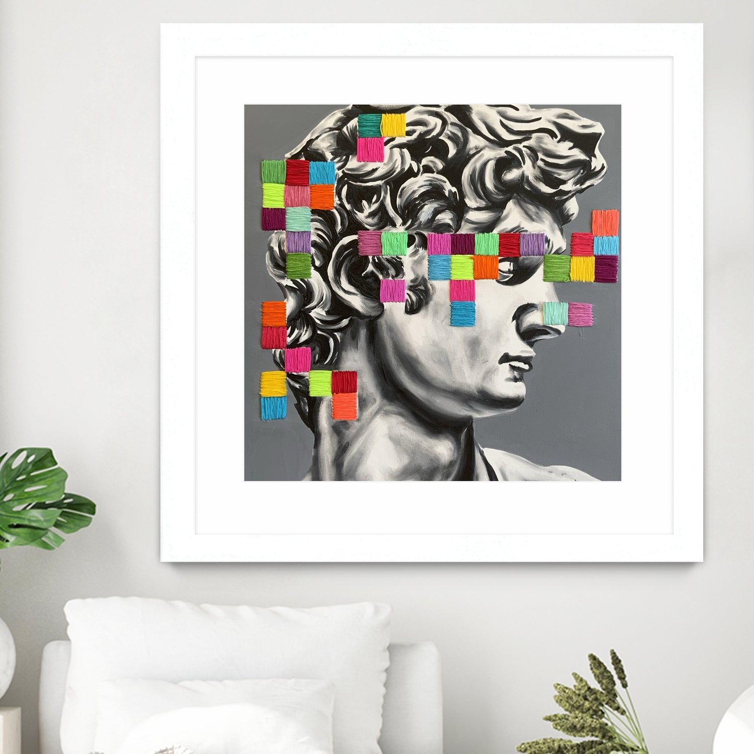 Pixel david by eugenia retana on GIANT ART - gray mixed media