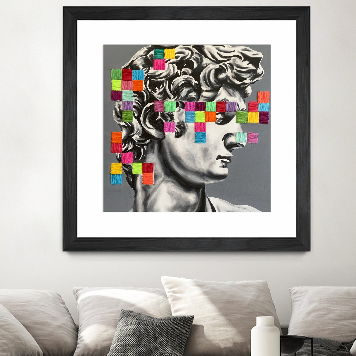 Pixel david by eugenia retana on GIANT ART - gray mixed media