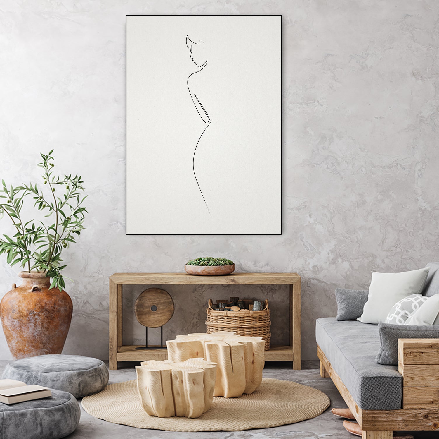 One Line nude by Christophe Louis on GIANT ART - brown digital drawing