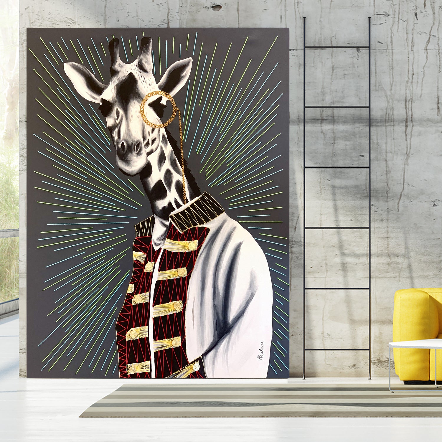 Mr giraffe by eugenia retana on GIANT ART - gray mixed media