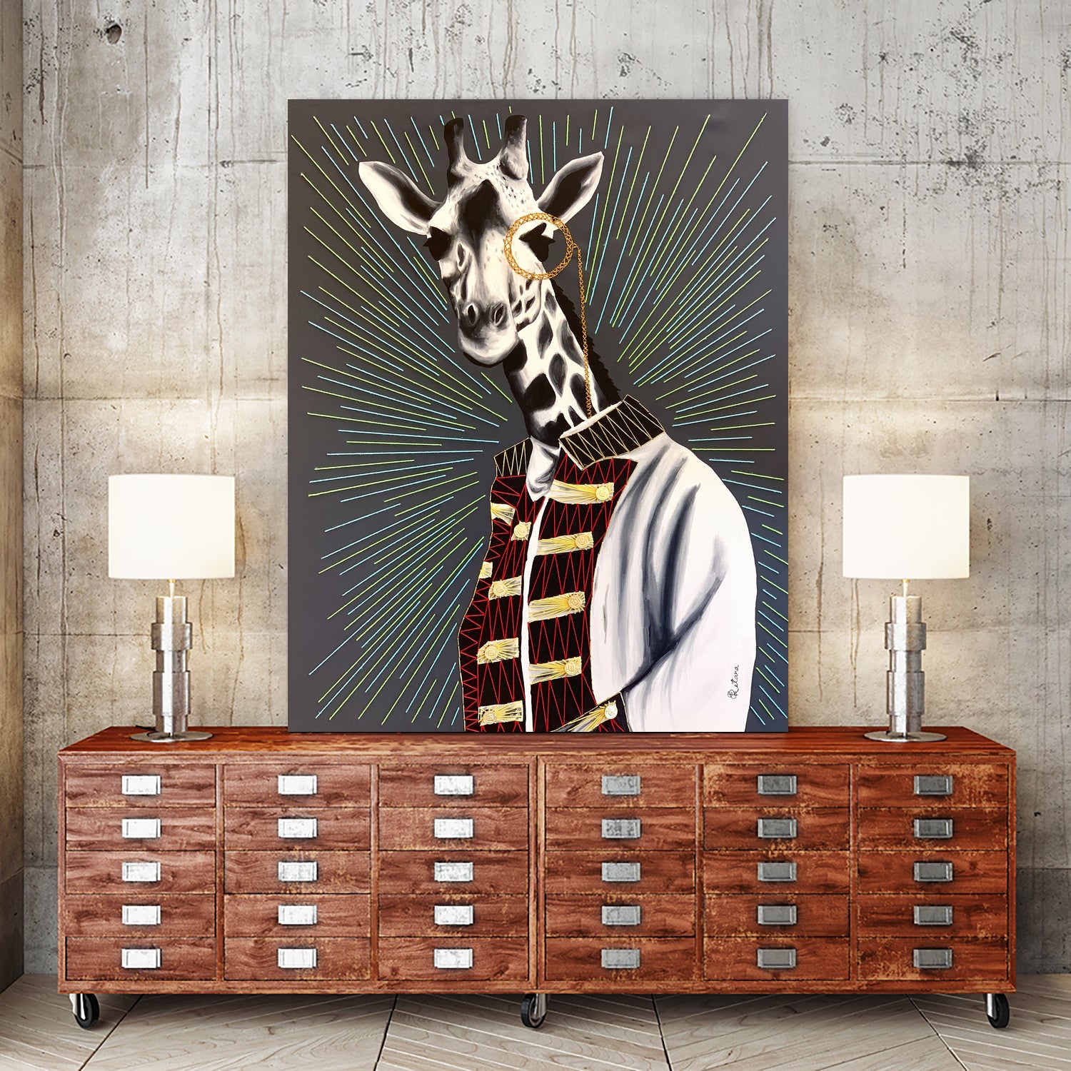 Mr giraffe by eugenia retana on GIANT ART - gray mixed media