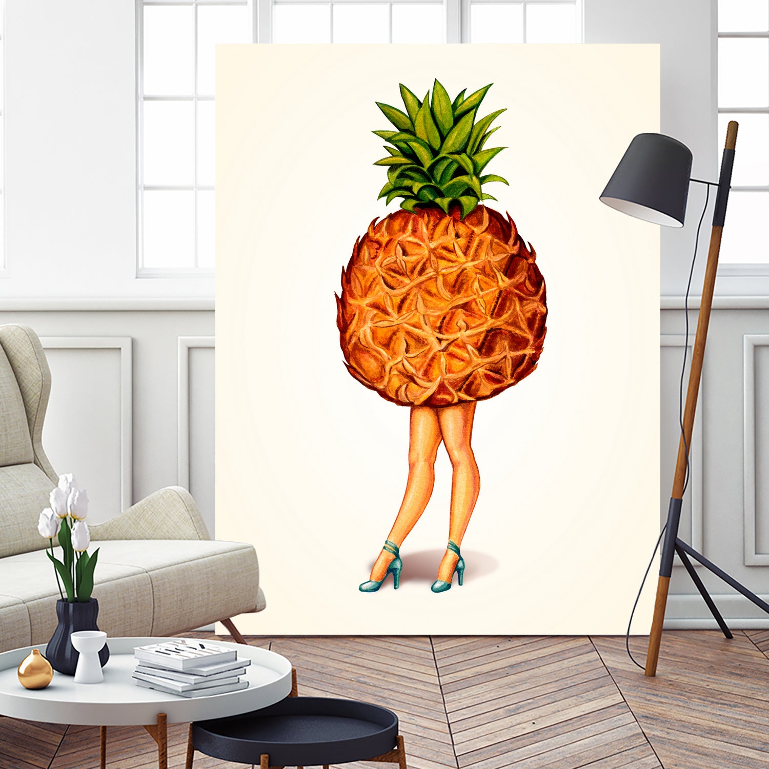 Pineapple Girl by Kelly Gilleran on GIANT ART - yellow mixed media