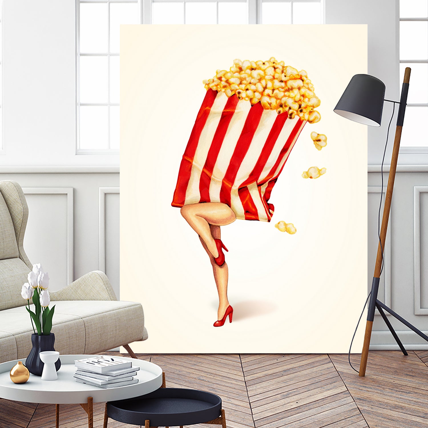 Popcorn Girl by Kelly Gilleran on GIANT ART - white mixed media