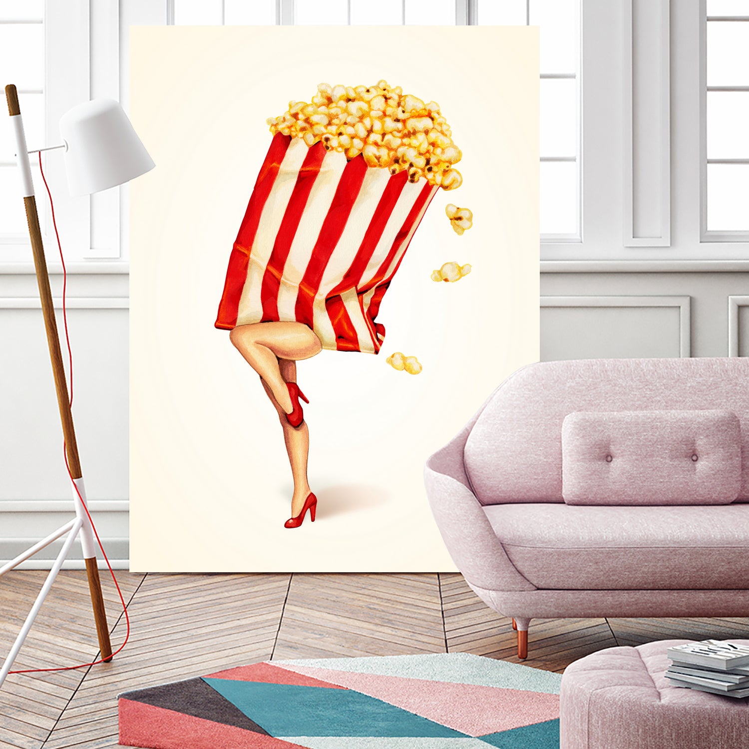 Popcorn Girl by Kelly Gilleran on GIANT ART - white mixed media