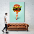 Cheeseburger Girl by Kelly Gilleran on GIANT ART - blue mixed media