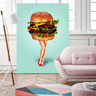 Cheeseburger Girl by Kelly Gilleran on GIANT ART - blue mixed media