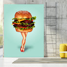 Cheeseburger Girl by Kelly Gilleran on GIANT ART - blue mixed media