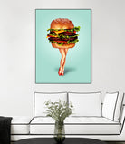 Cheeseburger Girl by Kelly Gilleran on GIANT ART - blue mixed media