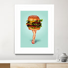 Cheeseburger Girl by Kelly Gilleran on GIANT ART - blue mixed media