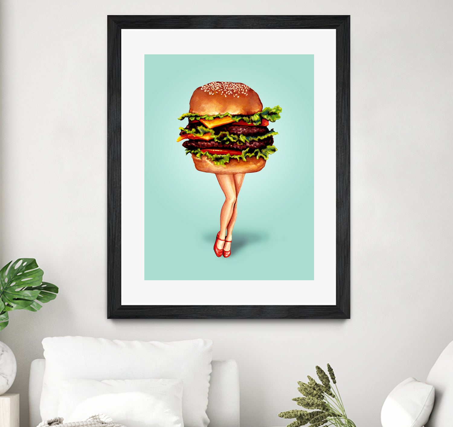 Cheeseburger Girl by Kelly Gilleran on GIANT ART - blue mixed media