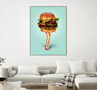 Cheeseburger Girl by Kelly Gilleran on GIANT ART - blue mixed media