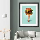 Cheeseburger Girl by Kelly Gilleran on GIANT ART - blue mixed media