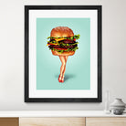 Cheeseburger Girl by Kelly Gilleran on GIANT ART - blue mixed media