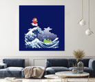 Ponyo and the Great Kanagawa wave by Stefano Piga on GIANT ART - blue digital drawing