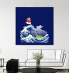 Ponyo and the Great Kanagawa wave by Stefano Piga on GIANT ART - blue digital drawing