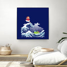 Ponyo and the Great Kanagawa wave by Stefano Piga on GIANT ART - blue digital drawing