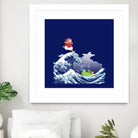 Ponyo and the Great Kanagawa wave by Stefano Piga on GIANT ART - blue digital drawing