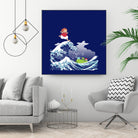 Ponyo and the Great Kanagawa wave by Stefano Piga on GIANT ART - blue digital drawing