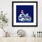 Ponyo and the Great Kanagawa wave by Stefano Piga on GIANT ART - blue digital drawing