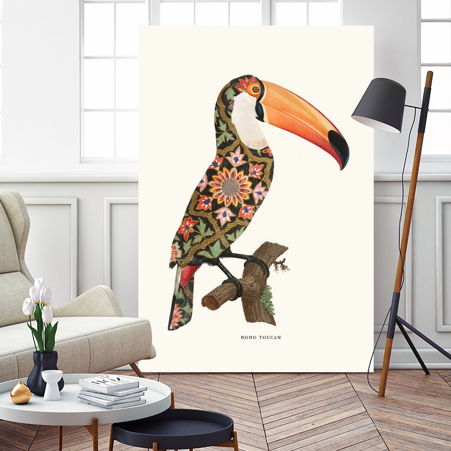 Boho Toucan by Jonas Loose on GIANT ART - orange digital drawing