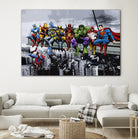 Marvel DC Superheroes Lunch Rendezvous by Dan Avenell on GIANT ART - blue digital painting