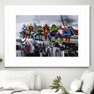 Marvel DC Superheroes Lunch Rendezvous by Dan Avenell on GIANT ART - blue digital painting