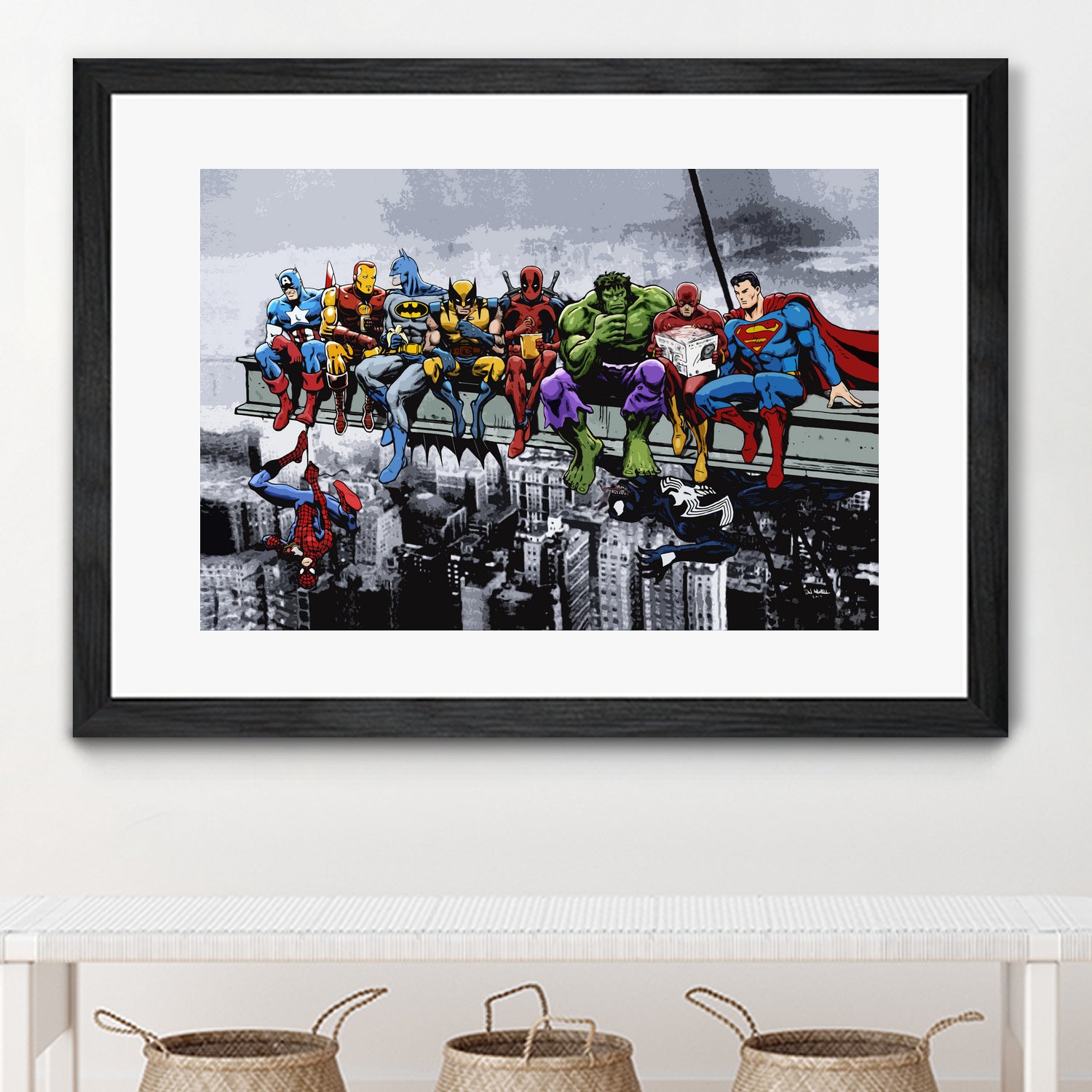 Marvel DC Superheroes Lunch Rendezvous by Dan Avenell on GIANT ART - blue digital painting