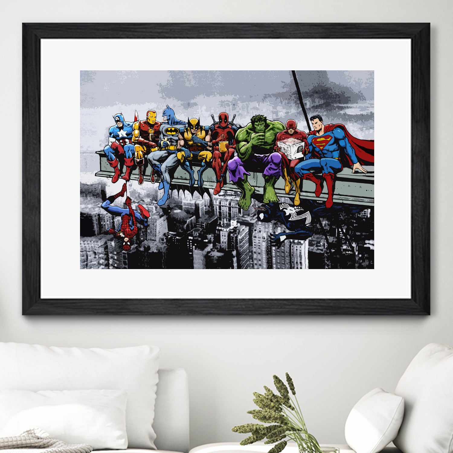 Marvel DC Superheroes Lunch Rendezvous by Dan Avenell on GIANT ART - blue digital painting