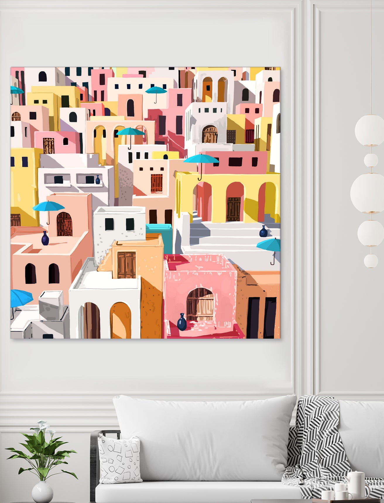 Pastel Cityscape by Uma Gokhale on GIANT ART - pink digital painting