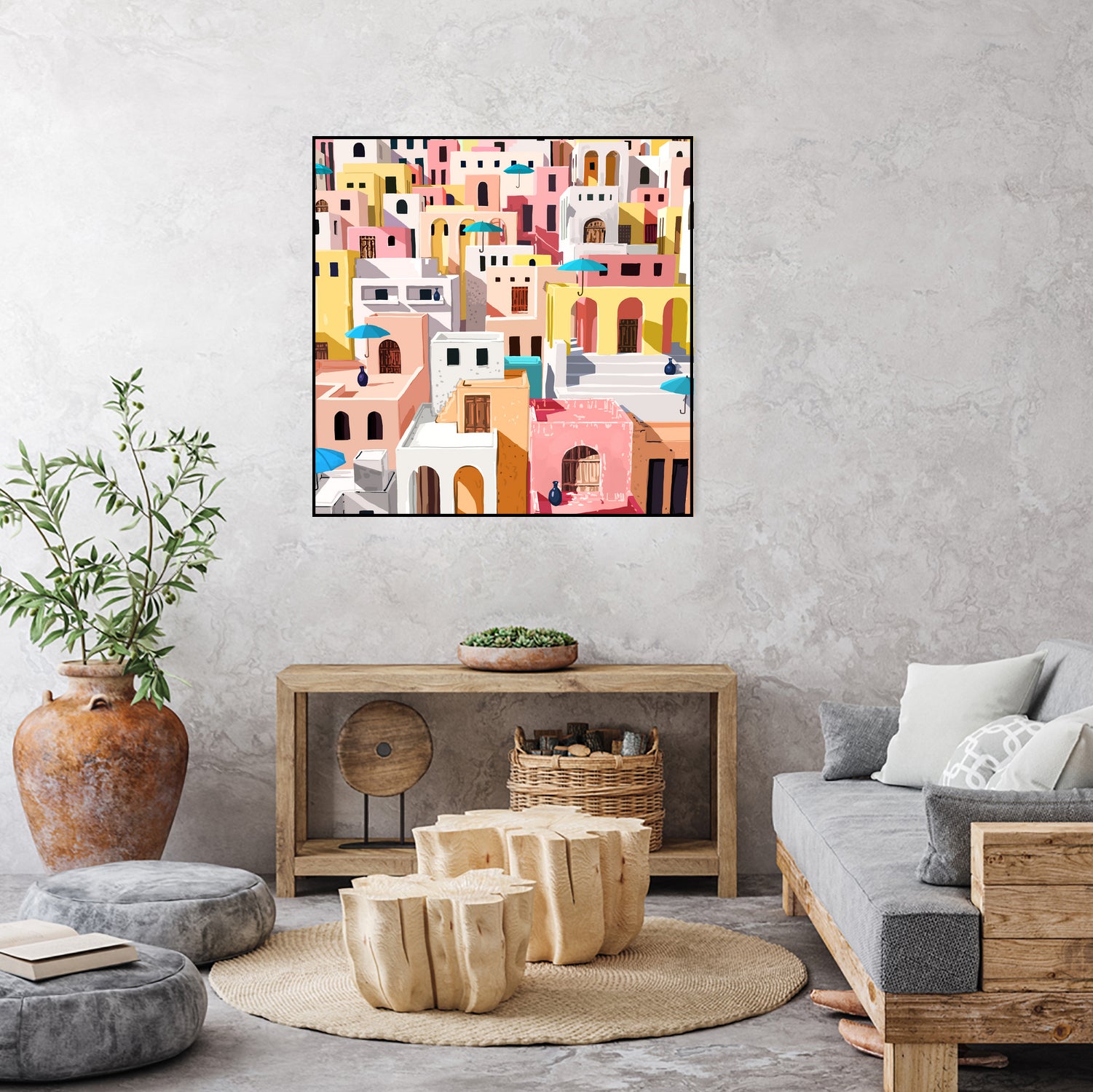 Pastel Cityscape by Uma Gokhale on GIANT ART - pink digital painting