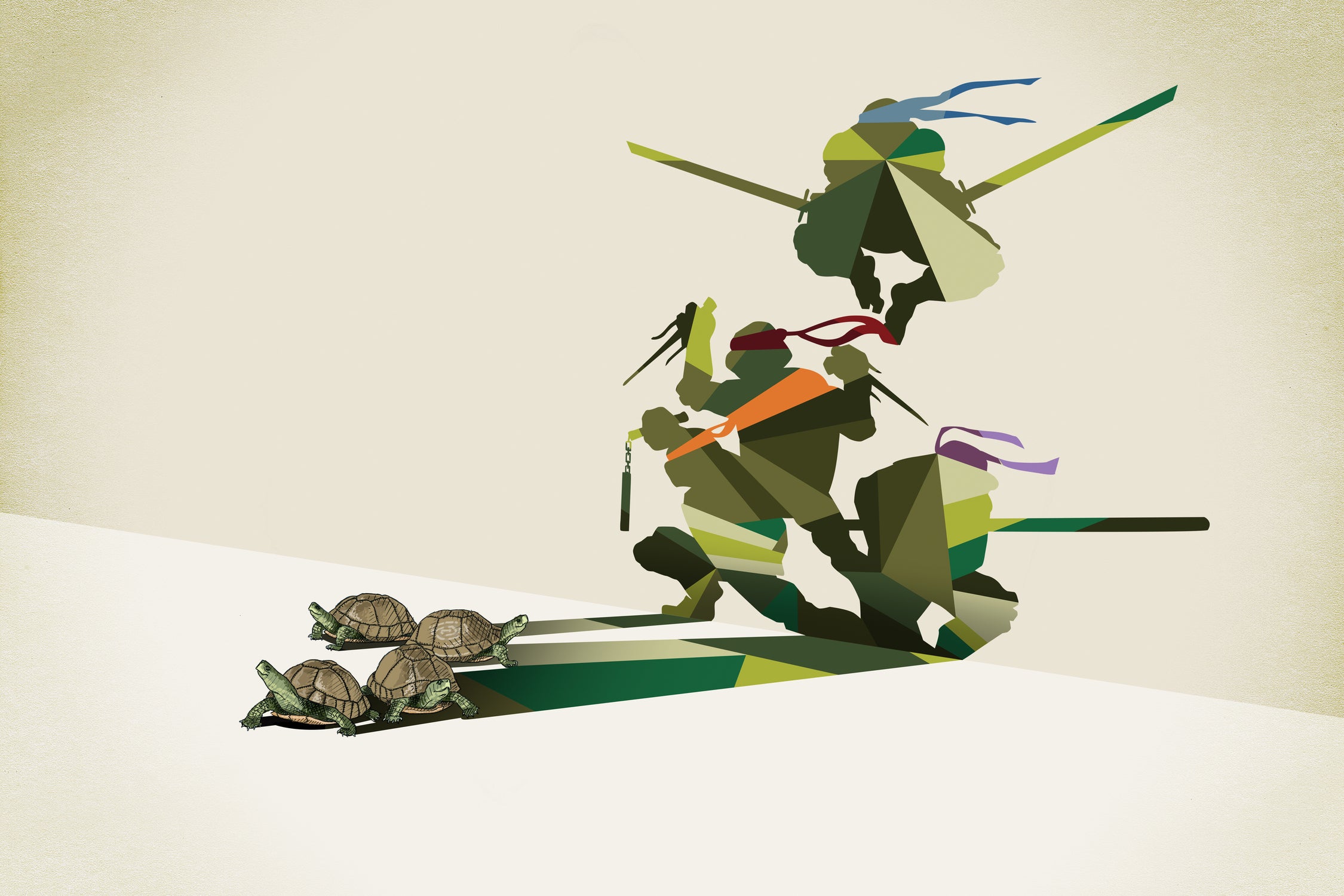 Walking Shadow, Turtles by Jason Ratliff on GIANT ART - green digital drawing