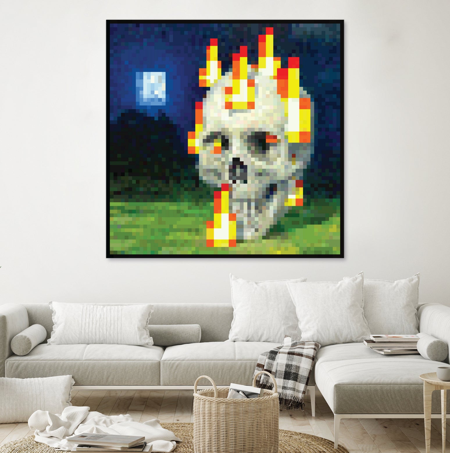 Minecraft Painting Skull on Fire by Javier Arrarte on GIANT ART - black game design