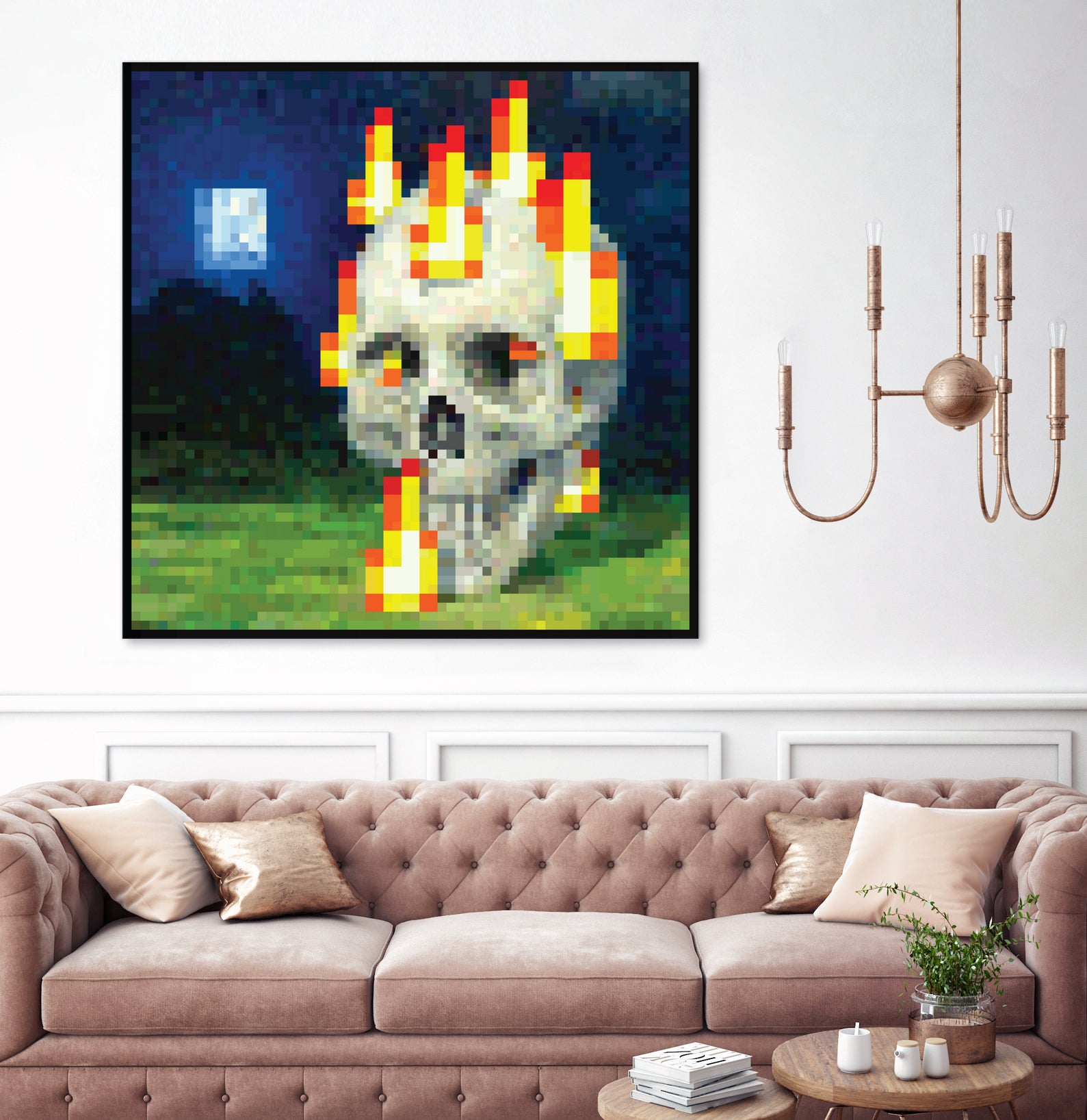 Minecraft Painting Skull on Fire by Javier Arrarte on GIANT ART - black game design