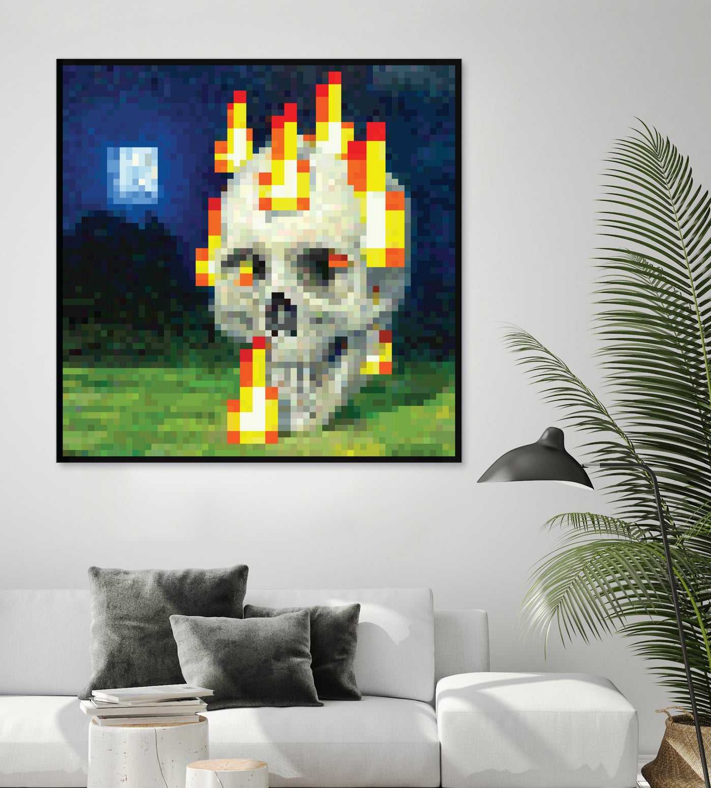 Minecraft Painting Skull on Fire by Javier Arrarte on GIANT ART - black game design