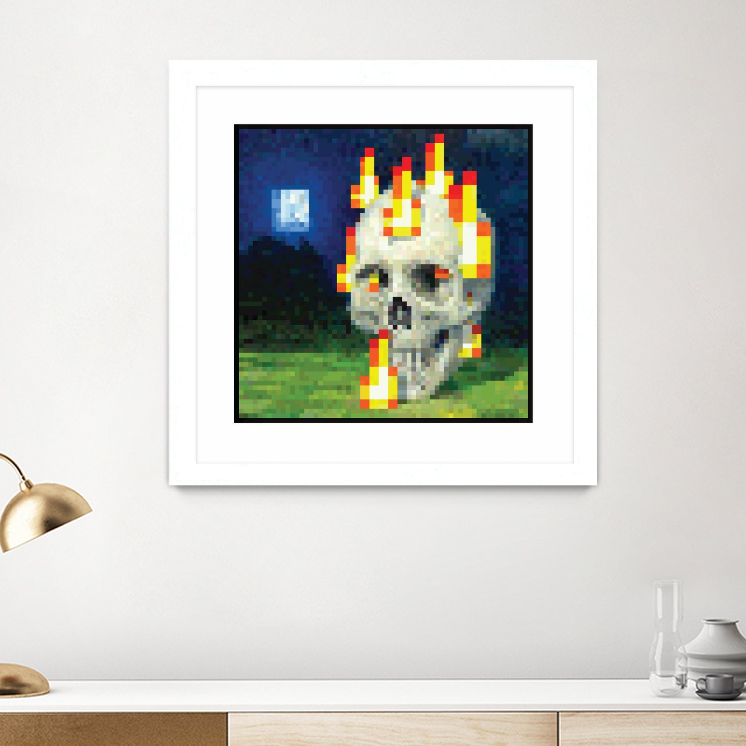 Minecraft Painting Skull on Fire by Javier Arrarte on GIANT ART - black game design