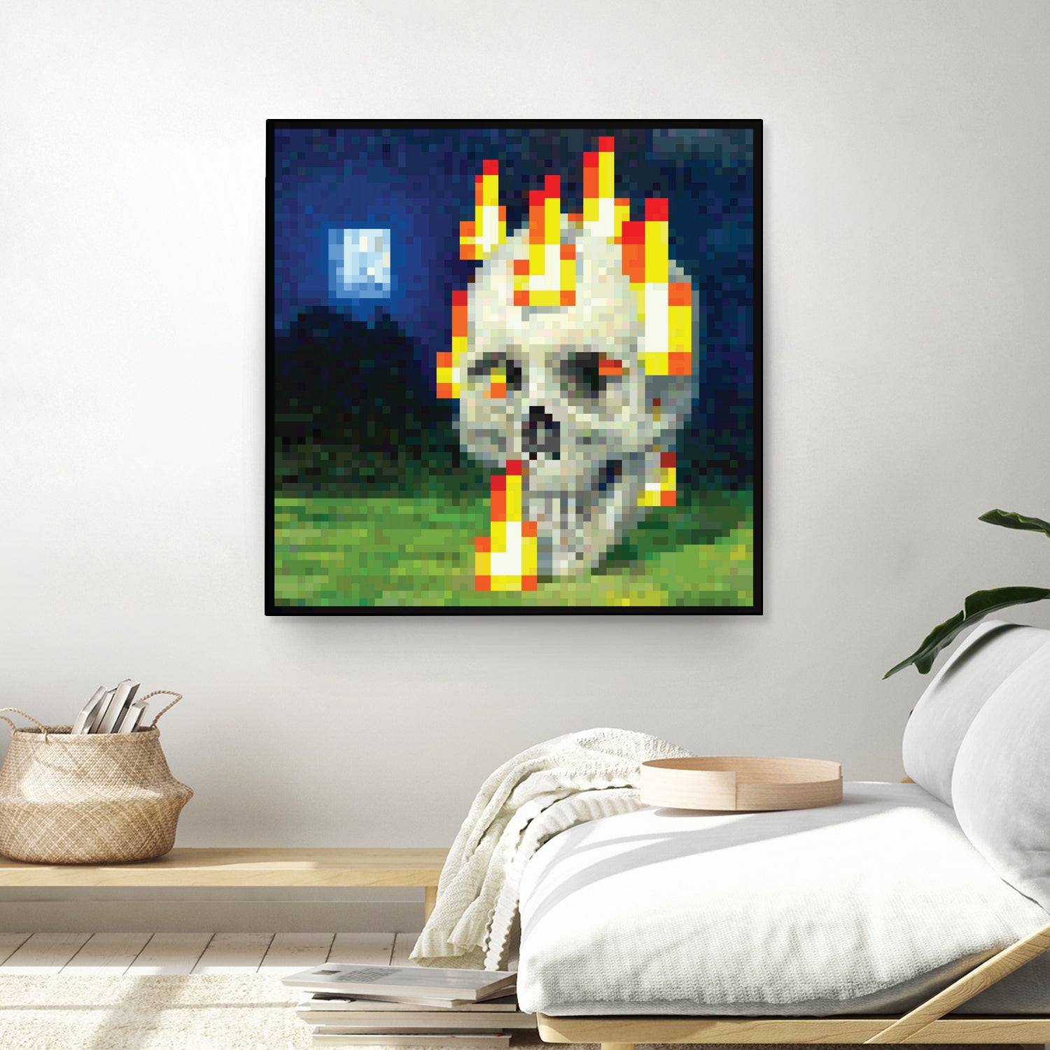 Minecraft Painting Skull on Fire by Javier Arrarte on GIANT ART - black game design