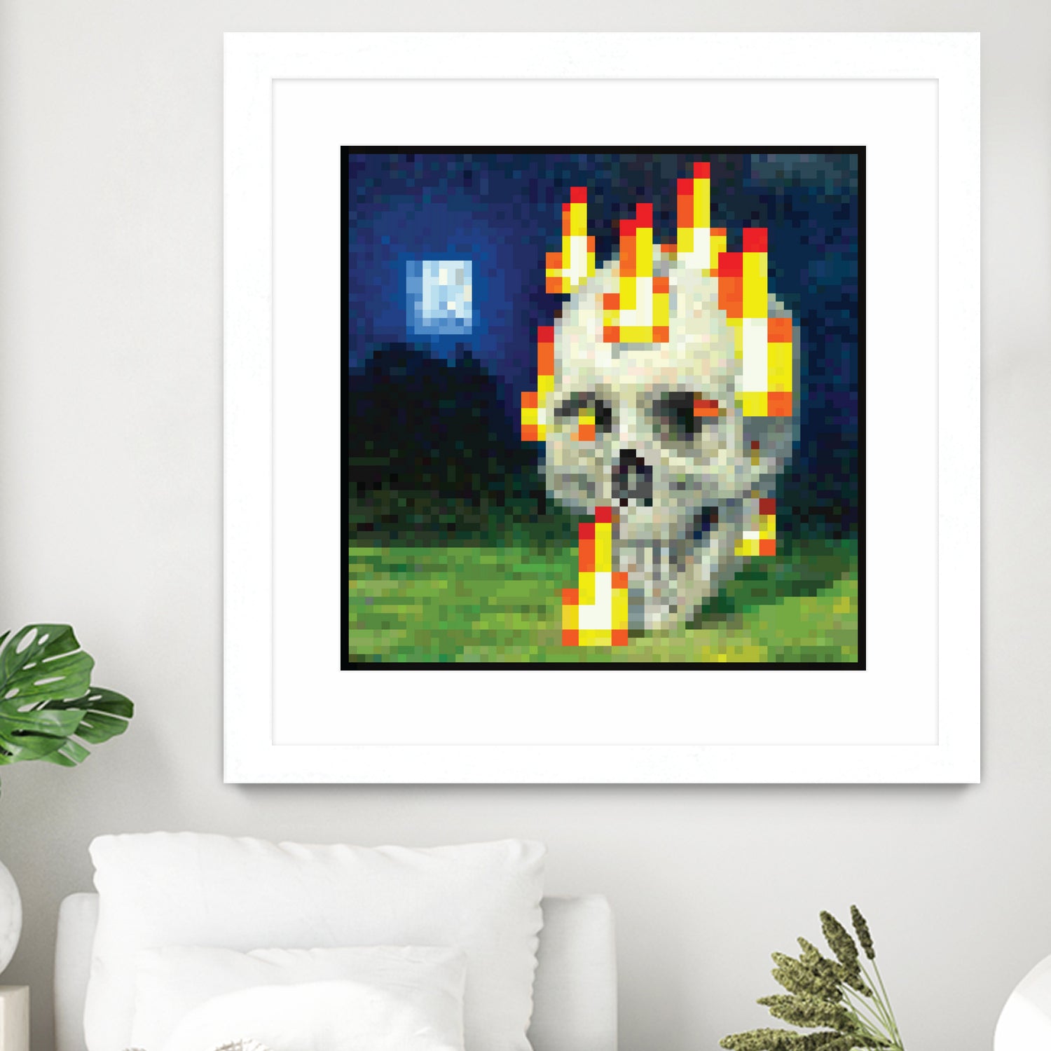 Minecraft Painting Skull on Fire by Javier Arrarte on GIANT ART - black game design