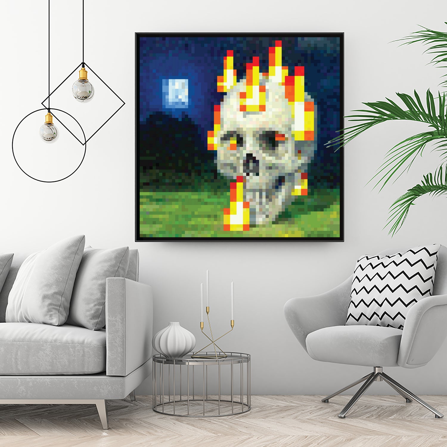 Minecraft Painting Skull on Fire by Javier Arrarte on GIANT ART - black game design